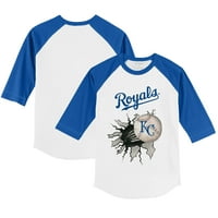 Toddler Tiny Turpap White Royal Kansas City Royals Bejzbol suza 3 4 rukava Raglan majica