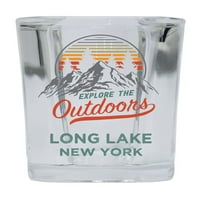 Dugo jezero New York Istražite otvoreni suvenir Square Square Base alkohol Shot Staklo 4-pakovanje