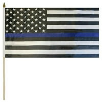 Tanka plava linija policija 12 x18 68D Gruba zastava Stick Stick 24 Osoblje