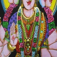 Zanati Indije Boginja Gayatri Sequins Pamuk Batik zidni viseći slikanje: veličina 43 x30