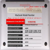 Caishek kompatibilan stari MacBook Air 13 - Objavljen model A1466, plastični poklopac s tvrdom kućišta