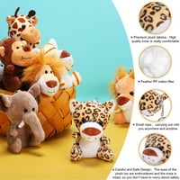 KLZO Mini Jungle životinje plišane igračke punjene šumske životinje slatki slon lav žiraffe tiger plivač