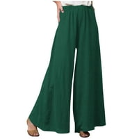 REWEENTI Žene modni casual elastični struk labav duljine hlače vojska zelena 4