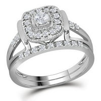 10k bijeli zlatni krug prirodnog dijamanta. CT Solitaire Womens Halo Wedding Wedbed Bridal Prsten set.