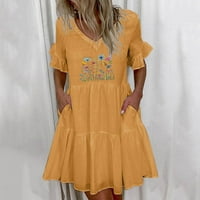 Haljine za plažu za žene Maxi prodaja Ženska ljetna casual cvjetna print casual v-izrez džepna haljina