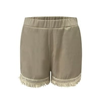 LisingTool kratke hlače za žene Čvrsta boja Dvije odjeće Boho remen Tassel Hotsas setovi vrhovi i kratkih