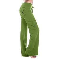 Plus veličina teretna hlače za žene visoko struksko crtanje zvona na dna pant s džepovima za preklopne