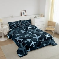 Airplane Comforter set king size Navy Blue Camo Set za posteljinu za dječake Dekor Tinejdžera Dekor