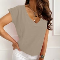 Ženski hladni rame Drhty Tops Ljeto V izrez T majica Labavi bluzes Dressy casual casual v rect majice