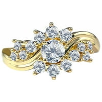 Mnjin Exquisite Creative Gift Snowflake prsten Personalizirano divlje bakrene prsten veličine 6- bijela