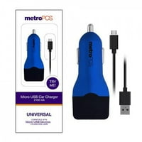 METROPCS USB-A Car punjač sa microUSB kablom - plavom bojom