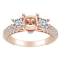1. Okrugli oblik karata Bijeli prirodni dijamantski zaručni prsten u 14K čvrstih ruža zlatna prstena