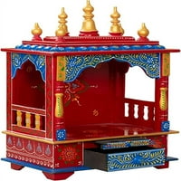 Drveni hram Početna Hram Pooja Mandir Pooja Mandap Hram za dom Kamdhenu Art and Craft
