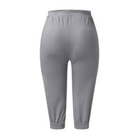 Ženske udobne crteške joge Capri hlače labavi treninzi Duksevi široke noge Lounge hlače sa džepovima