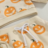Bagilaanoe Toddler Baby Girl Boy Halloween Outfits Pundkin Print Duge rukavi dugi rukavi Tors + Duksevi