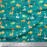 Soimoi ljubičasta pamučna kambrična tkaninska listovi, zvijezda i slatke životinje djeca za ispis tkanine