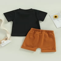 LICUPIEE TODDLER Baby Boys Ljetna odjeća s kratkim rukavima pisma za ispis majica + čvrsti nosači za