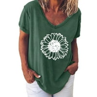 Popust za žene Ljeto kratkih rukava Crewneck bluza Ležerne prilike cvjetajućih latica Štamparija Labavi