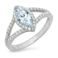 1. CT sjajan markiza Cleani simulirani dijamant 18k bijeli zlatni halo pasijans sa Accenting prstenom