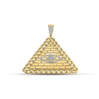 10KT Žuta zlatna mens okrugla Diamond All-Vieting piramida za oči šarm Privjesak CTTW
