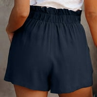 Puawkoer visoke strukske kratke hlače prugasta ruffle elastična struka ljetna plaža kratka sa džepovima