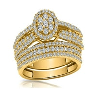 Dame Bridal Prstenovi postavljeni moissite u 18K žuti pozlaćeni prstenovi pozlaćeni prstenovi, prstenje-
