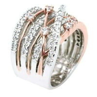 CXDA ženski Rhinestone Inlaid Crossover Wided Band Prsten prsten za vjenčanje nakit poklon