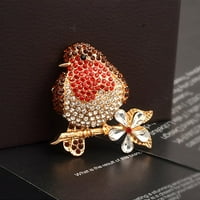 Crvena grudi robin ptica kristalna broš ponsika Božićni nakit Poklon Žene Vruće V5D5