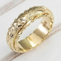 Lulshou 14k žuti pozlaćeni suspendirani rezbareni ružinski prsten za cvijeće za žene, repni prsten,