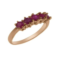 Britanci napravio 14k Rose Gold Prirodni rubin ženski vječni prsten - Opcije veličine - veličina 7.5