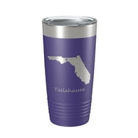 Tallahassee Domaći kućni tumbler Travel Gol izolirana laserska urezana kava Cup Florida oz Ljubičasta