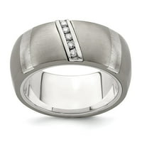 Edward Mirell Titanium & Sterling Silver .10ctw Dia prstena: 9; za odrasle i tinejdžere; Za žene i muškarce