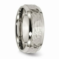Mia Diamonds Titanium se rub začula, čekić i polirani venčani zaručnički prsten veličine - 12.5