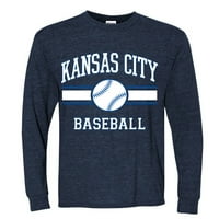 Divlji Bobby Grad Kansas City Baseball Fantasy Fan Sports Muška majica dugih rukava, Vintage Heather
