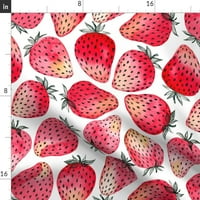 Pamuk Sateen Sham, euro - akvarelni voćni crveni ružičasti hrana Ljeto voće Strawberries Farmhouse Decor