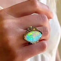 Ručni ručni zlatni ovalni lagani nakit prsten Opal dijamantski modni prstenovi