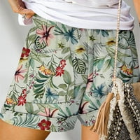 Ženske kratke hlače Žene udobne kratke hlače za crtanje Ljetne elastične strugove s džepovima zelena