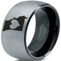 Tungsten Missouri prikaži mi državne srčane prsten za muškarce žene udobnost fit crna kupola brušena