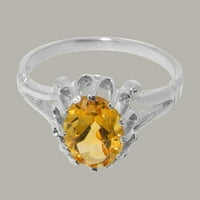 Britanci napravio je 14k bijeli zlatni prirodni citrinski ženski prsten za izjavu o ženu - veličine