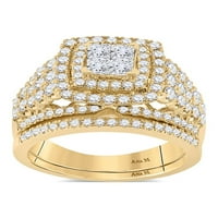 Zlatna zvezda 14kt Žuto zlatna princeza Diamond Bridal Set za venčanje 1- CTTW