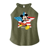 Disney - Americana - Mickey USA zastava staze - Juniors High Neck Tank Top