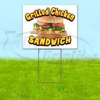 Znak na roštilju pileći sendvič dvorište, uključuje metalni stup udio
