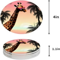 Giraffe set okruglog coastera za piće, upijajući keramički kamen podmetač za čaše sa bazom plute za