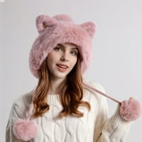 Slatka šešir pulover s vi vunom zadebljajući kosu na kosu na hladnoj boji od vune za zaštitu uha