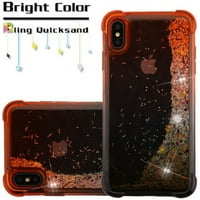 Aium Quicksand Glitter hibridni zaštitni zaštitnik za Apple iPhone XS MA - crvena i crna srebrna konfeta