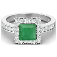 Square Cut smaragd dragulje Solitaire Accent Sterling Srebrna ženski vjenčani prsten