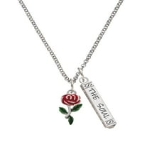 Delight nakit silvertone crvena ruža cvijeće silvertonska nada sidra naljepnica Ogrlica od šarm duše,
