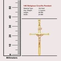 Isus Cross Crucifi 14K dva tona žuta ruža zlatna religiozna privjesna ogrlica za muškarce duge žene