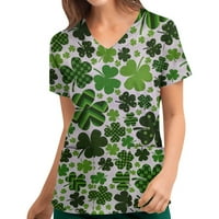 Irska zelena grafika Žene Saint Patrick Radno odjeća Labavi fit casual piling vrhovi Women Trendy kratkih