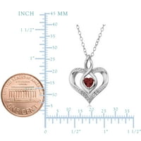 Sterling srebrni oblik srca draguljar siječanj brate ogrlica, 18